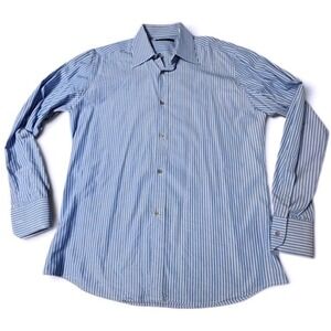 GUCCI Blue White Mens Stripe‎ Dress Shirt 42 16.5 Luxury